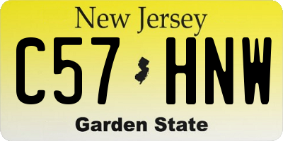 NJ license plate C57HNW