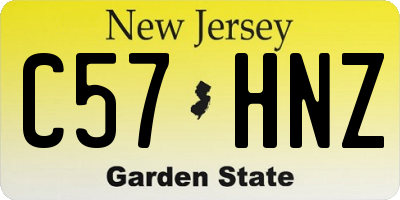 NJ license plate C57HNZ