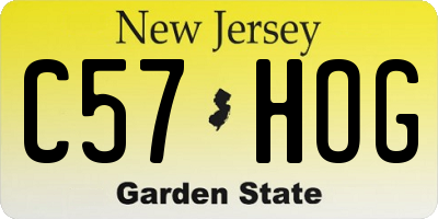NJ license plate C57HOG