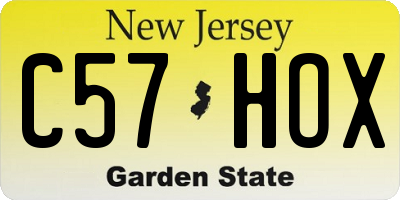 NJ license plate C57HOX