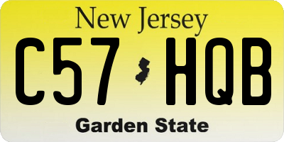 NJ license plate C57HQB