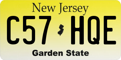 NJ license plate C57HQE
