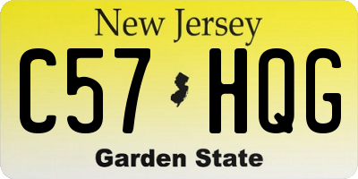 NJ license plate C57HQG
