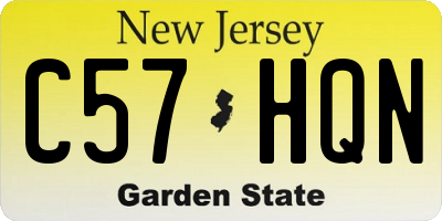 NJ license plate C57HQN