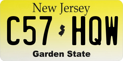 NJ license plate C57HQW