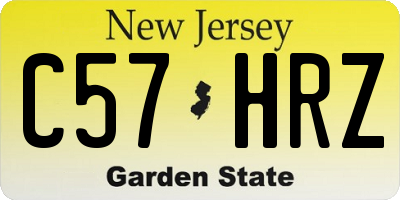 NJ license plate C57HRZ