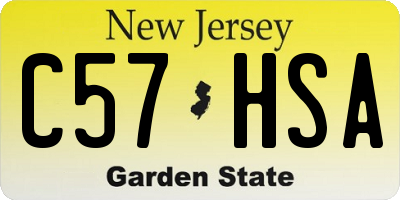 NJ license plate C57HSA