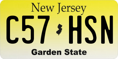 NJ license plate C57HSN