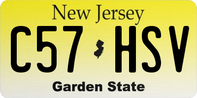 NJ license plate C57HSV