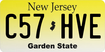 NJ license plate C57HVE