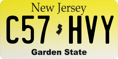 NJ license plate C57HVY