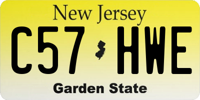 NJ license plate C57HWE