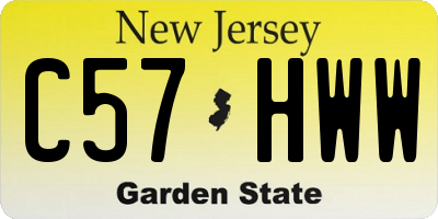 NJ license plate C57HWW