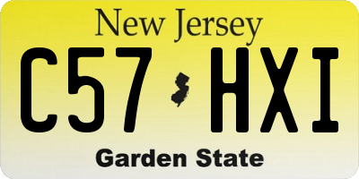 NJ license plate C57HXI