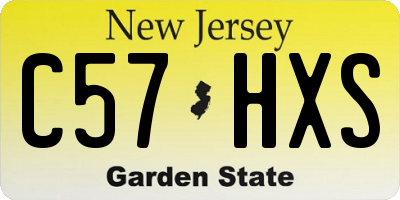 NJ license plate C57HXS