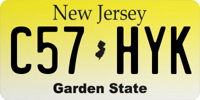 NJ license plate C57HYK
