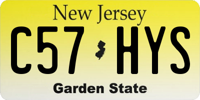 NJ license plate C57HYS
