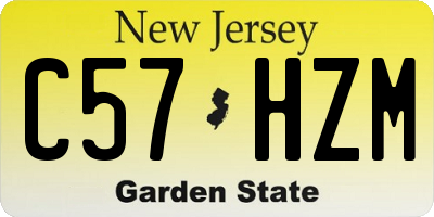 NJ license plate C57HZM