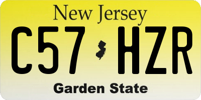 NJ license plate C57HZR