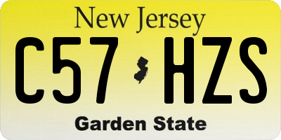 NJ license plate C57HZS