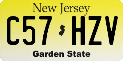 NJ license plate C57HZV