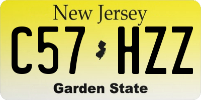 NJ license plate C57HZZ