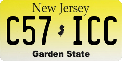 NJ license plate C57ICC