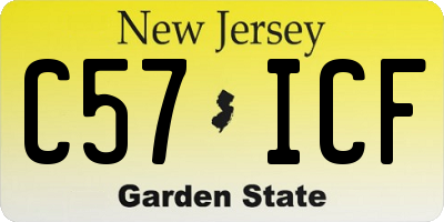 NJ license plate C57ICF