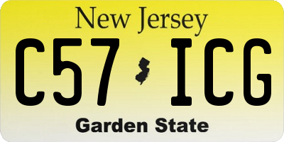 NJ license plate C57ICG