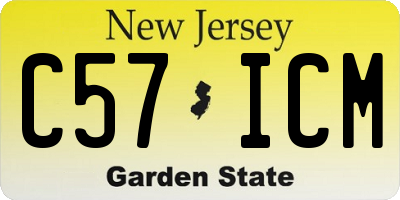 NJ license plate C57ICM