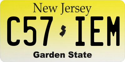 NJ license plate C57IEM