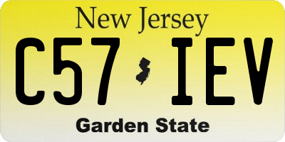 NJ license plate C57IEV