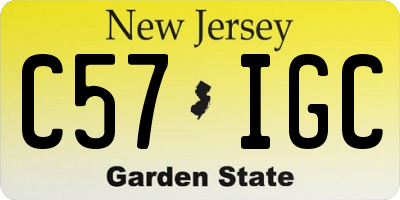 NJ license plate C57IGC