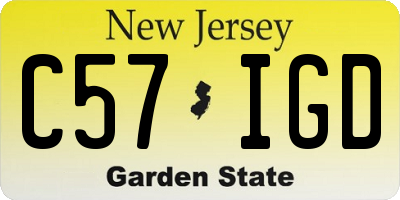 NJ license plate C57IGD