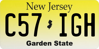 NJ license plate C57IGH