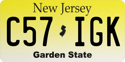 NJ license plate C57IGK