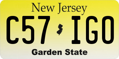 NJ license plate C57IGO