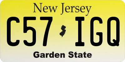NJ license plate C57IGQ