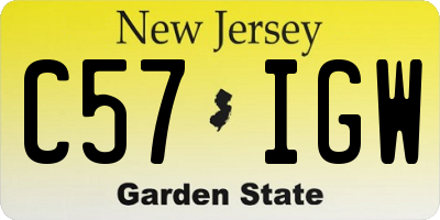 NJ license plate C57IGW