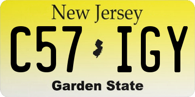NJ license plate C57IGY
