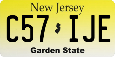 NJ license plate C57IJE