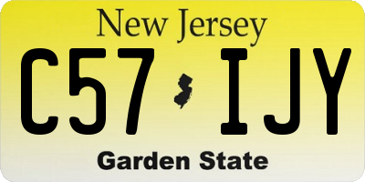 NJ license plate C57IJY