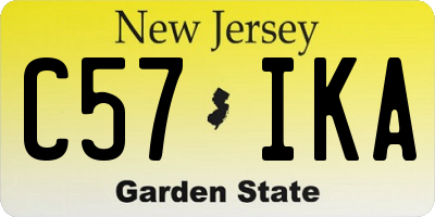 NJ license plate C57IKA