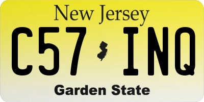 NJ license plate C57INQ