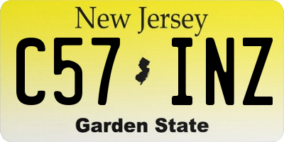 NJ license plate C57INZ