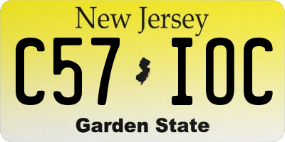 NJ license plate C57IOC