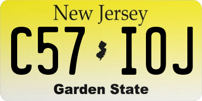 NJ license plate C57IOJ