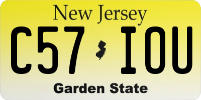 NJ license plate C57IOU