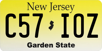 NJ license plate C57IOZ