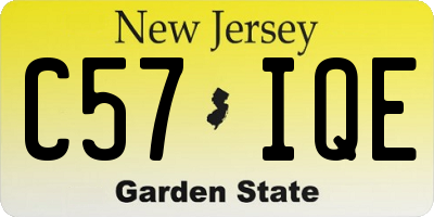 NJ license plate C57IQE